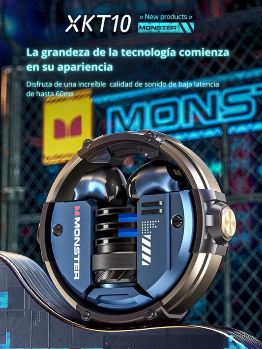 Monster-auriculares inalámbricos XKT10 para jugadores, cascos deportivos con Bluetooth, resistentes al agua, TWS, reducción de ruido y micrófon