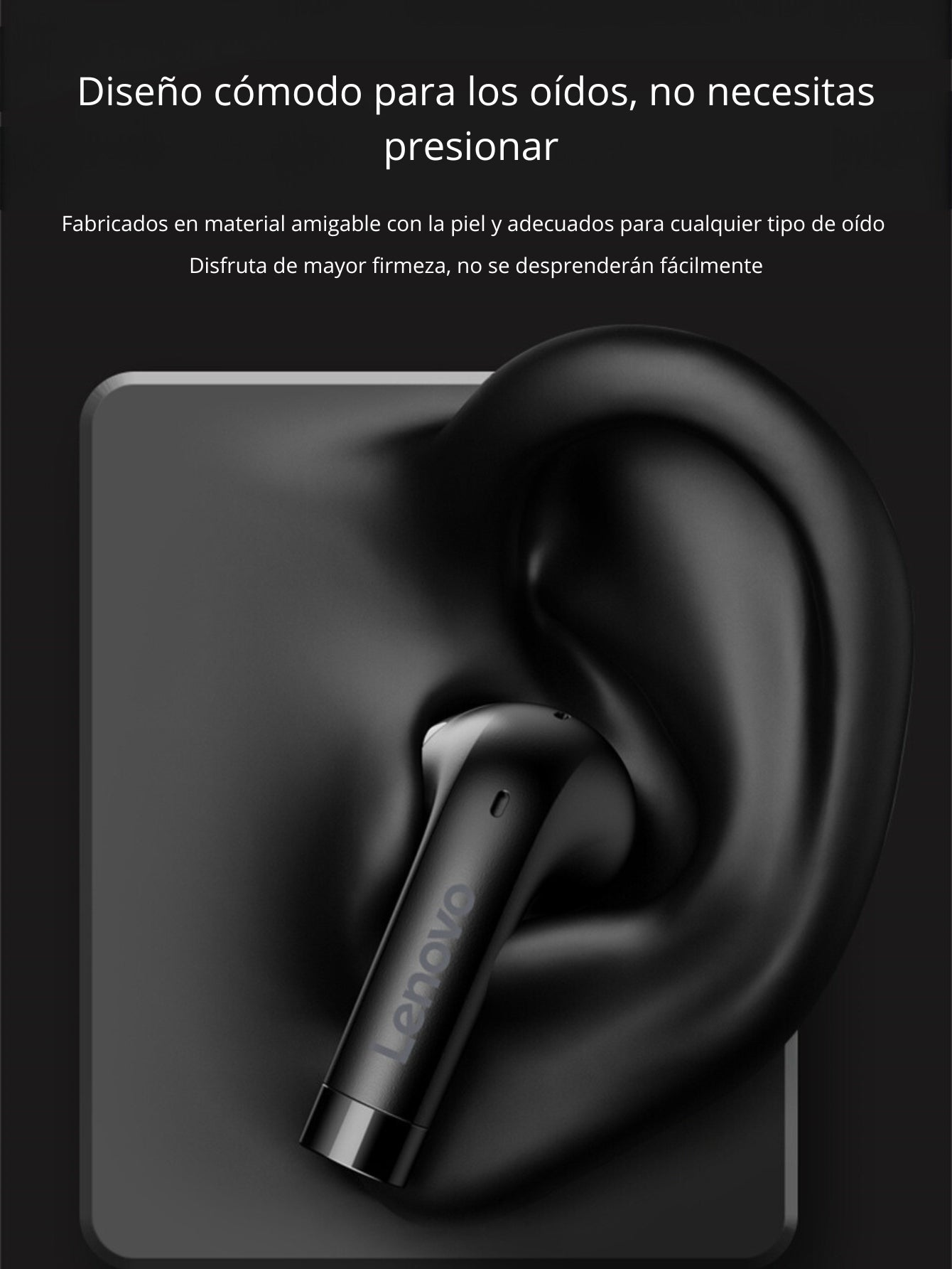 Lenovo LP60 TWS Auriculares inalámbricos Bluetooth 5.3 con reducción de  ruido (negro)