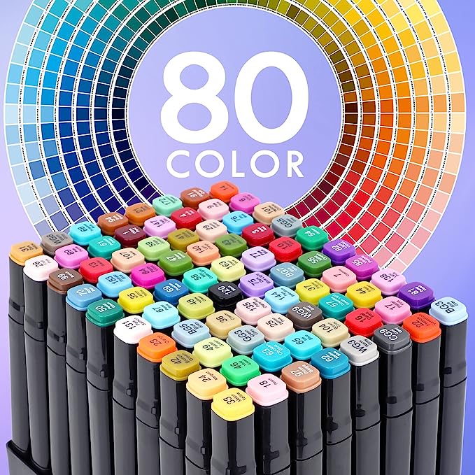 80 Colores Marcadores - Plumones Punta De Pincel Dual Brush
