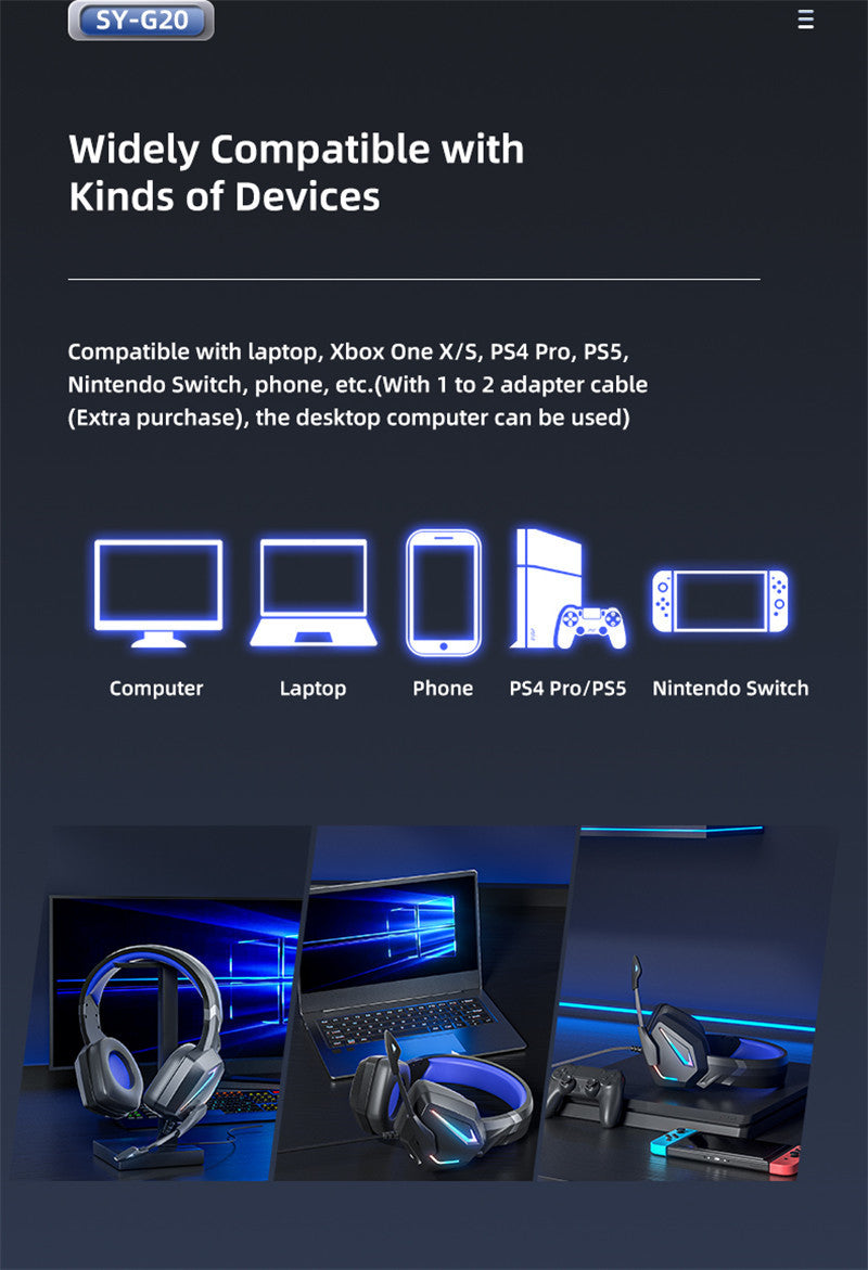 Auriculares Alámbricos Gamer Diseño con Retroalimentación RGB